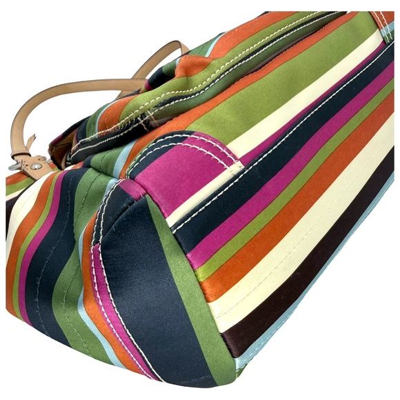 Coach Legacy Multicolor Turnlock Satin Stripe Leah Tote + Wristlet - Picture 11 of 13
